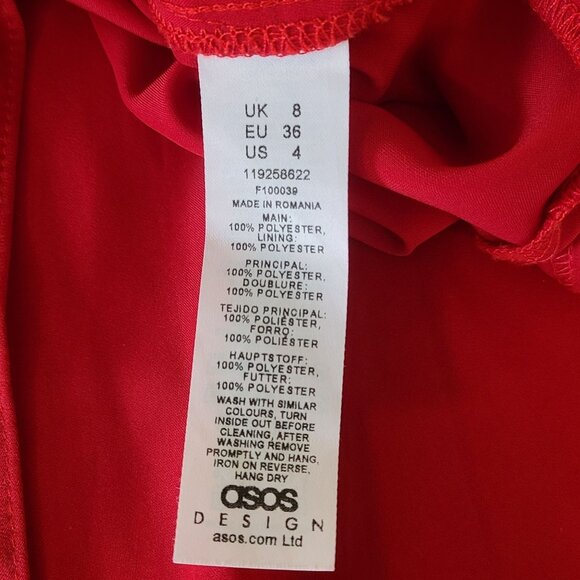 ASOS Satin One Shoulder Strappy Red Maxi Dress w/ Slit NEW 4 Dance Party Formal - Picture 8 of 11